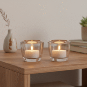 Chunky Pair of Glass Candle Holders – Elegant & Timeless