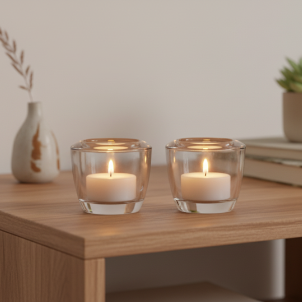 Chunky Pair of Glass Candle Holders – Elegant & Timeless Chunky Pair of Glass Candle Holders – Elegant & Timeless