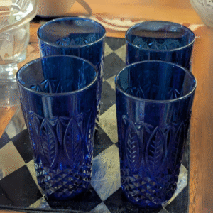 Set of 4 Vintage Blue Glasses