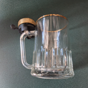 Vintage Glass Beer Stein with Gold Bell Ringer – Novelty Collectible Mug