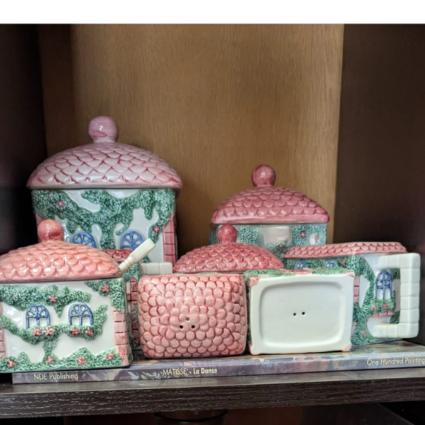 Vintage Cottage House Ceramic Canister Set – Whimsical Kitchen Storage
