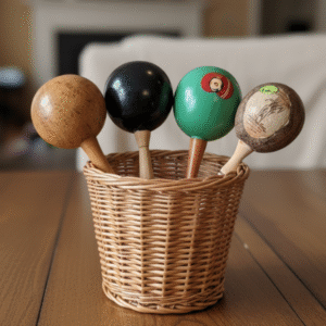 Vintage Wooden Maracas Set (1) – Handcrafted Musical Shakers - Image 3