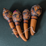 Vintage Hand-Carved Wooden Maracas – Set of 2