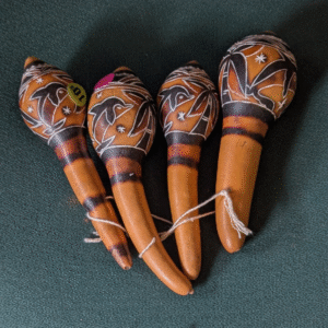Vintage Hand-Carved Wooden Maracas – Set of 2